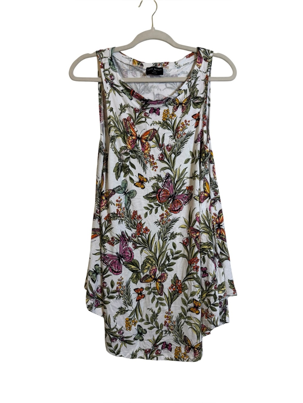 Lane Bryant Floral Max Swing Boatneck Butterfly Tank Top sz 10/12